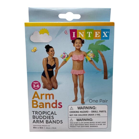 Intex Tropical Buddies Kids Floaty Arm Bands 9 Inch X 6 Inch Ages 3 to 6 - Picture 1 of 7